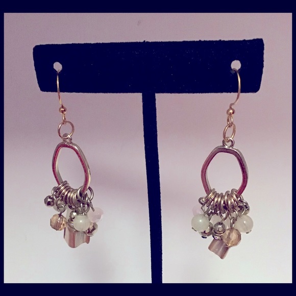 1 7/8” Gold MOP Shell Beaded Earrings - Picture 2 of 3